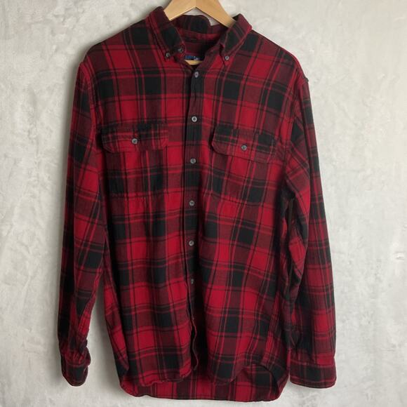 George Mens Relaxed Fit Button up Long Sleeve Flannel Shirt Large Tall - Picture 2 of 9